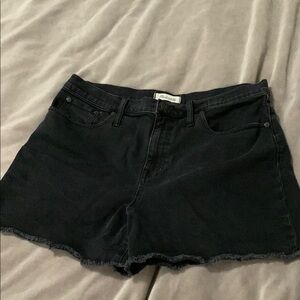 Madewell Black Jean Shorts Distressed Frayed Hem
